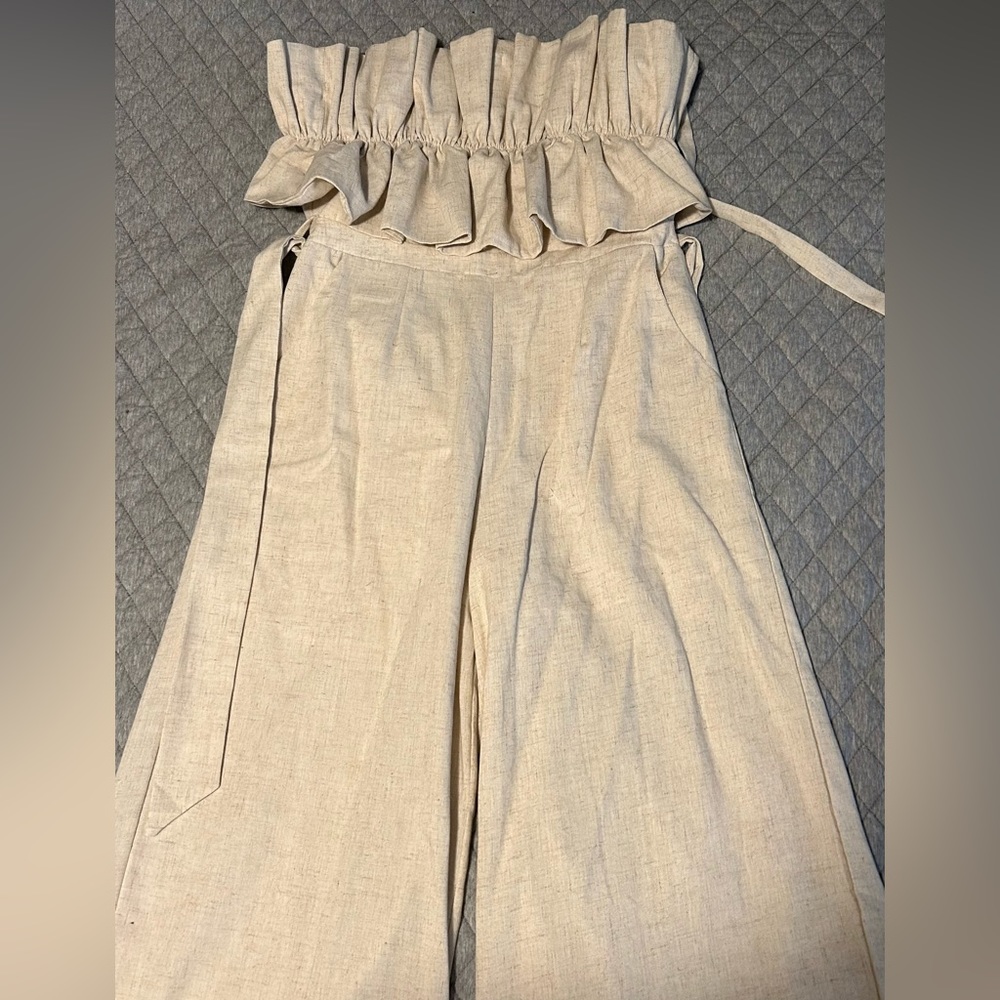 Saints & Secrets Neutral Strapless Jumpsuit
